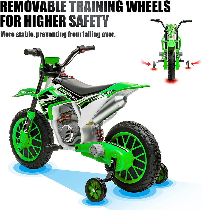 Load image into Gallery viewer, Electric Kids Dirt Bike with Training Wheels - 12V7AH Battery Powered, 2 Speeds
