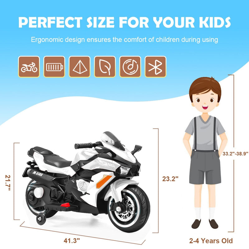 Load image into Gallery viewer, Electric Kids Motorbike with Rechargeable Battery - White
