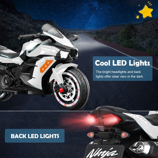 Electric Kids Motorbike with Rechargeable Battery - White