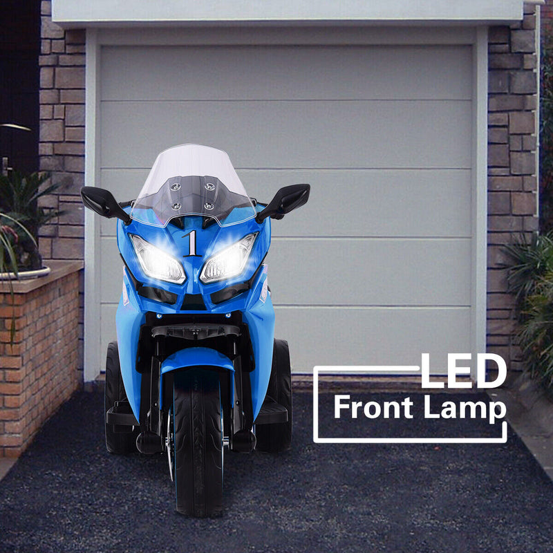 Load image into Gallery viewer, Electric Kids Motorcycle with LED Lights, Music, and Screen - Blue
