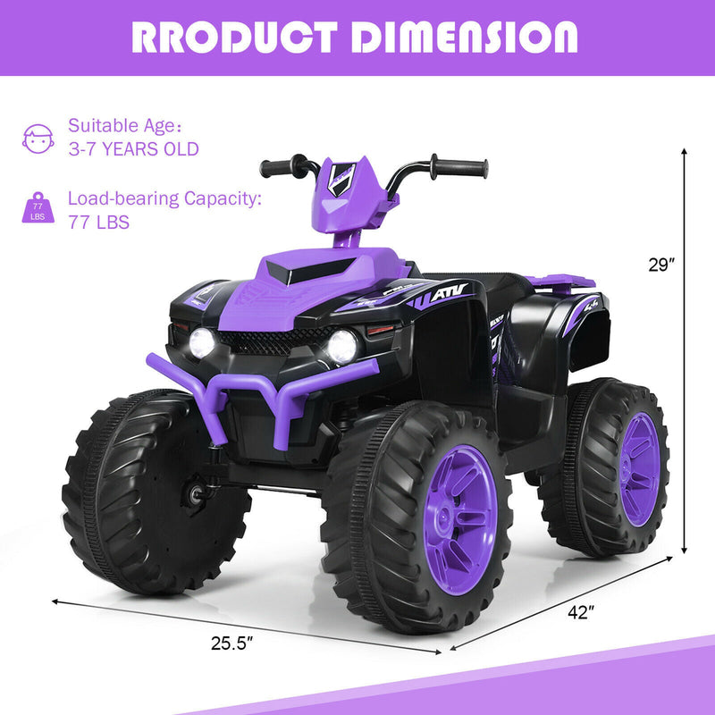 Load image into Gallery viewer, Electric Kids Ride On ATV 4-Wheeler Quad with Music and LED Light - Purple
