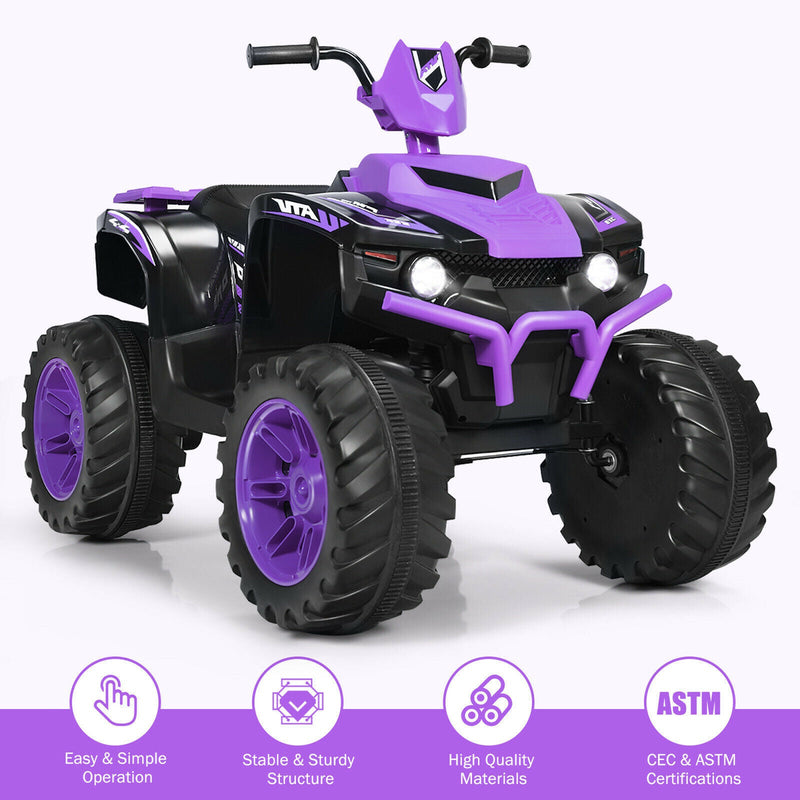 Load image into Gallery viewer, Electric Kids Ride On ATV 4-Wheeler Quad with Music and LED Light - Purple
