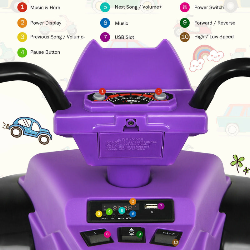 Load image into Gallery viewer, Electric Kids Ride On ATV 4-Wheeler Quad with Music and LED Light - Purple
