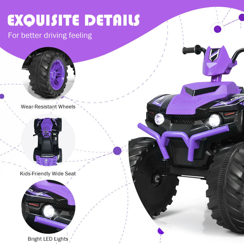 Load image into Gallery viewer, Electric Kids Ride On ATV 4-Wheeler Quad with Music and LED Light - Purple
