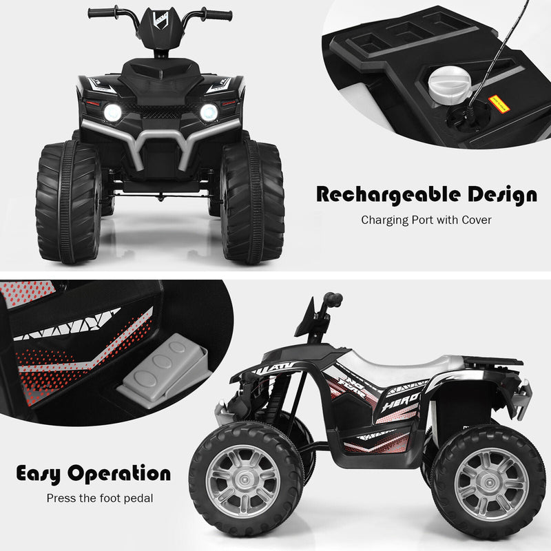 Load image into Gallery viewer, Electric Kids Ride On ATV 4-Wheeler Quad with Music and LED Lights - Black
