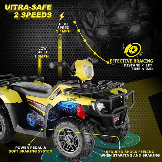Electric Kids Ride On ATV 4-Wheeler Quad with Music and LED Lights - Perfect Gift for Children