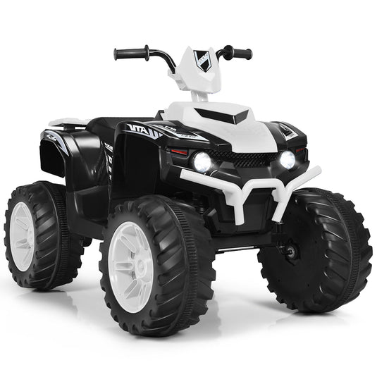 Electric Kids Ride On ATV 4-Wheeler Quad with Music and LED Lights - White