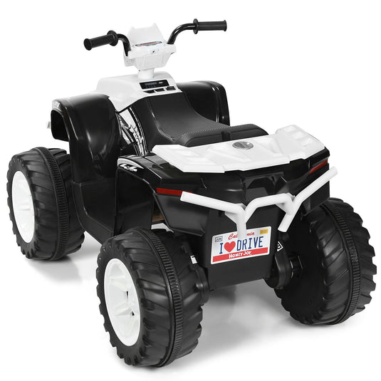 Electric Kids Ride On ATV 4-Wheeler Quad with Music and LED Lights - White