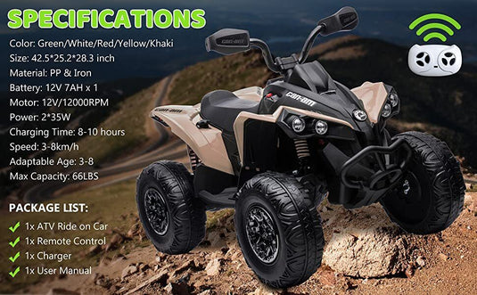 Electric Kids Ride On ATV 4-Wheeler with Music and LED Lights - All-Terrain Fun!