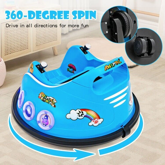 Electric Kids Ride On Bumper Car with Remote Control and Flashing LED Lights - Perfect Gift for Children