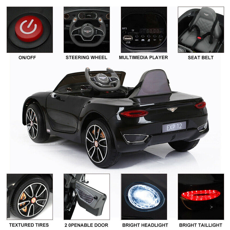 Load image into Gallery viewer, Electric Kids Ride-On Car Bentley Style with Remote Control and LED Lights - Black
