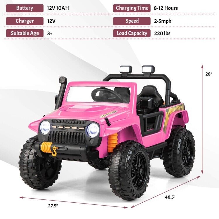 Load image into Gallery viewer, Electric Kids Ride On Car Truck Toy with Parent Remote Control and LED Lights - Pink
