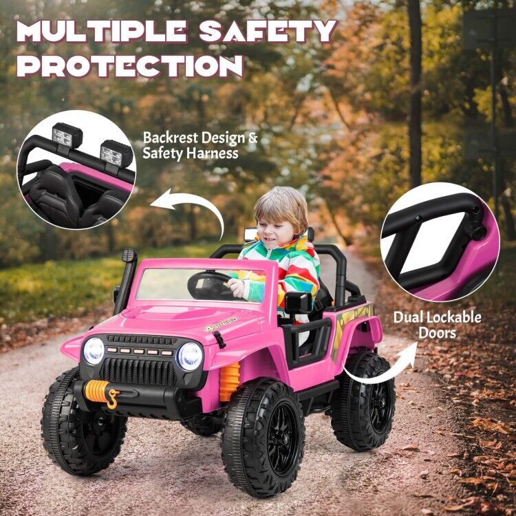 Load image into Gallery viewer, Electric Kids Ride On Car Truck Toy with Parent Remote Control and LED Lights - Pink
