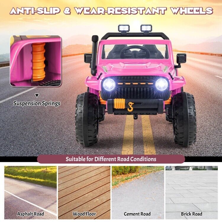Load image into Gallery viewer, Electric Kids Ride On Car Truck Toy with Parent Remote Control and LED Lights - Pink
