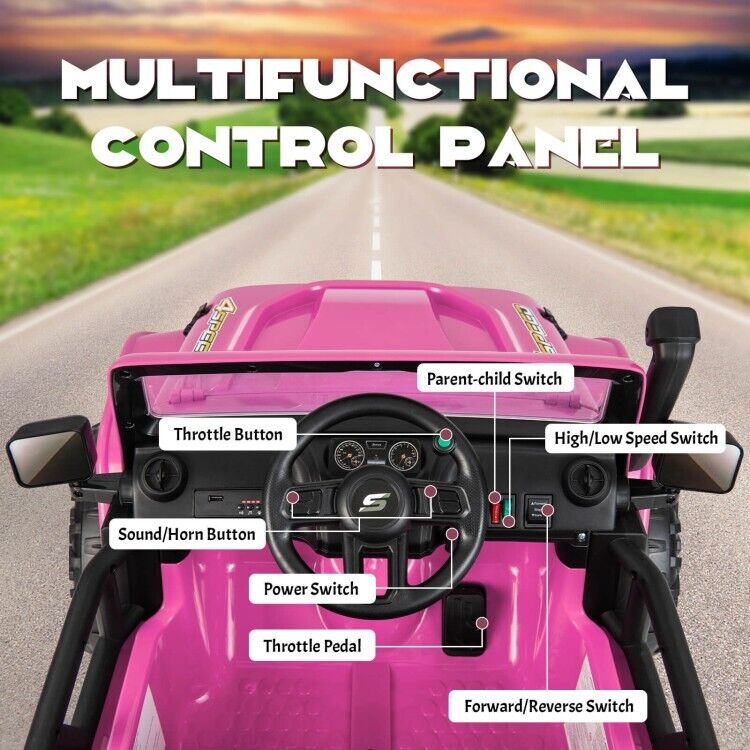 Load image into Gallery viewer, Electric Kids Ride On Car Truck Toy with Parent Remote Control and LED Lights - Pink
