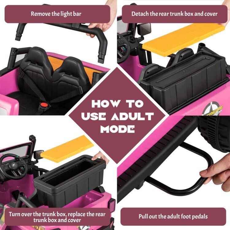 Load image into Gallery viewer, Electric Kids Ride On Car Truck Toy with Parent Remote Control and LED Lights - Pink
