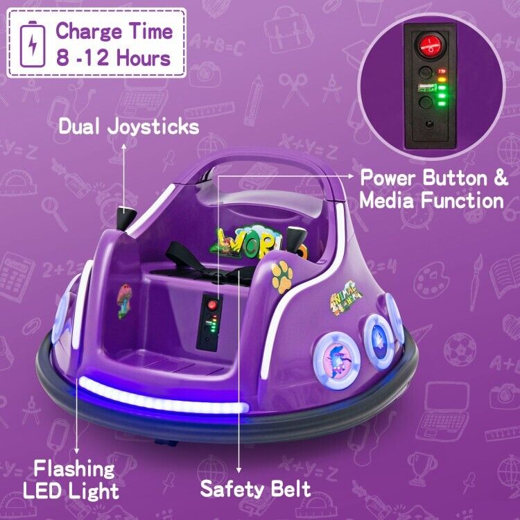 Load image into Gallery viewer, Electric Kids Ride-On Car with Remote Control and Flashing LED Lights - Purple
