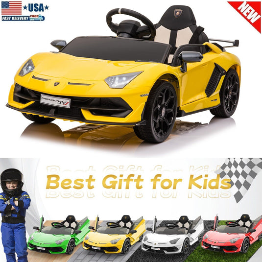 Electric Kids Ride On Car with Remote Control, LED Light, and Music - 12V Battery Powered