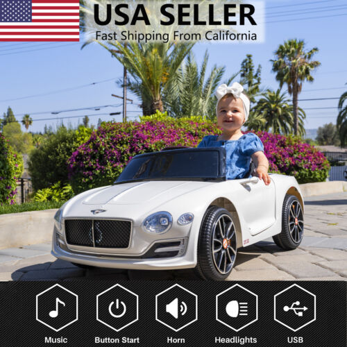 Load image into Gallery viewer, Electric Kids Ride-On Car with Remote Control, LED Lights, MP3 Player, and Bentley-Inspired Design - 12V
