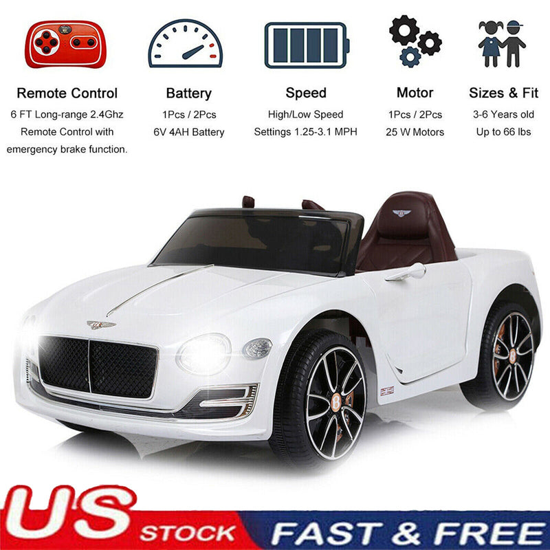 Load image into Gallery viewer, Electric Kids Ride-On Car with Remote Control, LED Lights, MP3 Player, and Bentley-Inspired Design - 12V
