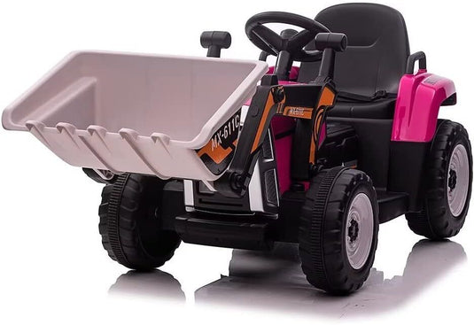 Electric Kids Ride-On Excavator with Remote Control - Rose Red