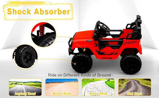 Electric Kids Ride-On Jeep SUV with 2 Speeds, Remote Control, LED Lights, and Music
