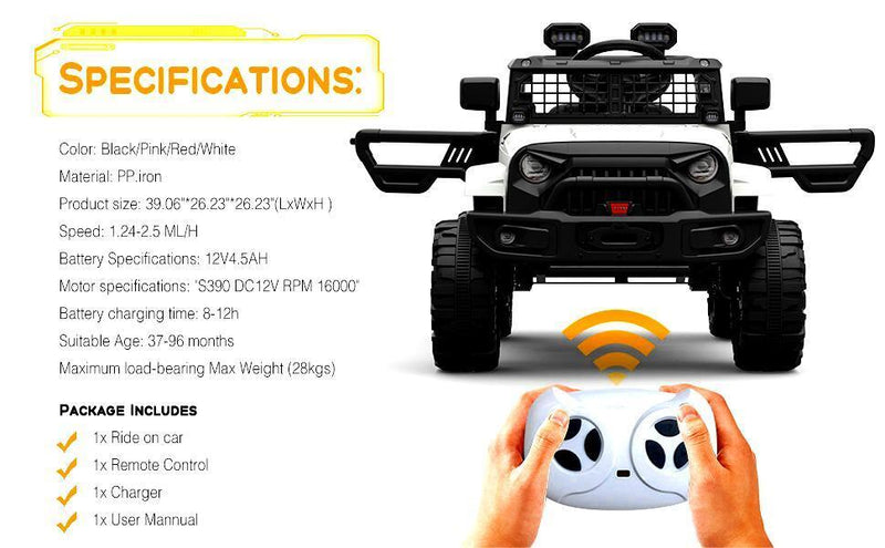 Load image into Gallery viewer, Electric Kids Ride-On Jeep SUV with 2 Speeds, Remote Control, LED Lights, and Music
