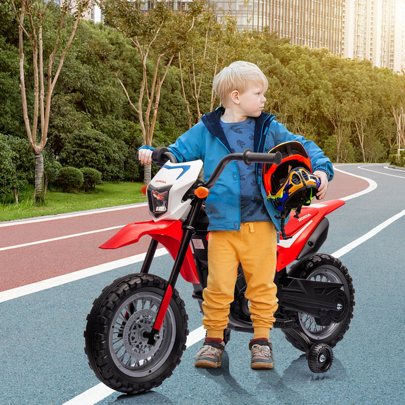 Load image into Gallery viewer, Electric Kids Ride-on Motorcycle with Training Wheel, Headlight, and Sound Effects
