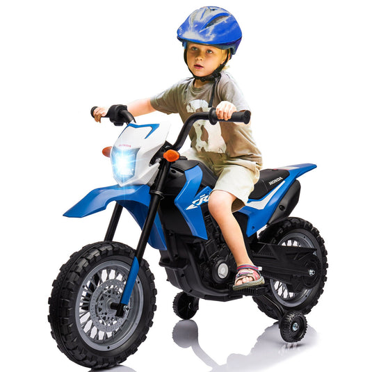 Electric Kids Ride-on Motorcycle with Training Wheel, Headlight, and Sound Effects