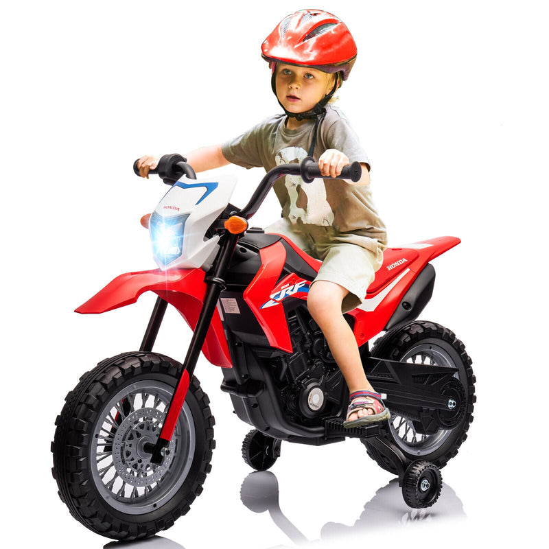 Load image into Gallery viewer, Electric Kids Ride-on Motorcycle with Training Wheel, Headlight, and Sound Effects
