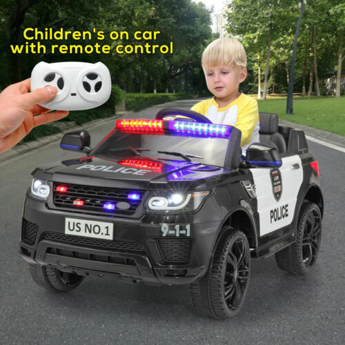 Load image into Gallery viewer, Electric Kids Ride On Police Car with Remote Control, Flashing Lights, and Horn - Black
