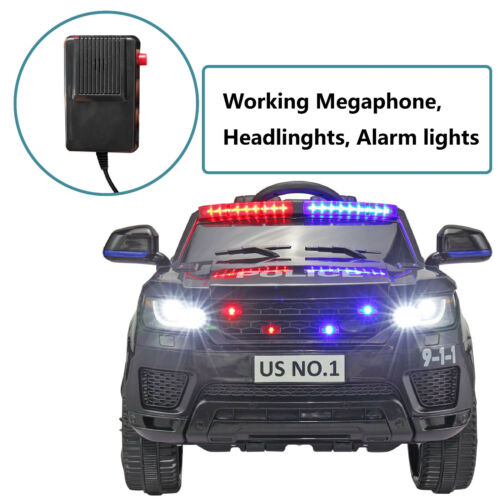 Load image into Gallery viewer, Electric Kids Ride On Police Car with Remote Control, Flashing Lights, and Horn - Black
