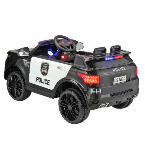 Load image into Gallery viewer, Electric Kids Ride On Police Car with Remote Control, Flashing Lights, and Horn - Black
