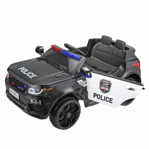 Load image into Gallery viewer, Electric Kids Ride On Police Car with Remote Control, Flashing Lights, and Horn - Black
