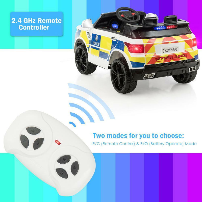 Load image into Gallery viewer, Electric Kids Ride-On Police Car with Remote Control, Music, and Headlights - MP3 Compatible
