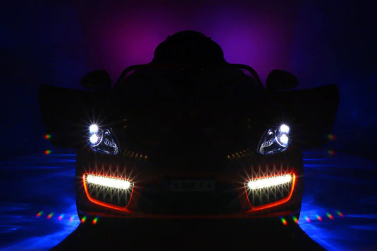 Electric Kids Ride-On Roadster Sports Car with PU Leather Seat, 2 Speeds, Lights, and Remote Control