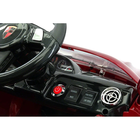 Electric Kids Ride-On Roadster Sports Car with PU Leather Seat, 2 Speeds, Lights, and Remote Control