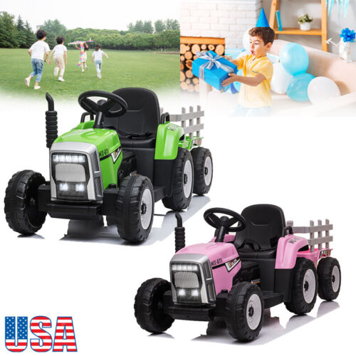 Load image into Gallery viewer, Electric Kids Ride On Tractor with Remote Control and Trailer - 12V Battery Powered Toy
