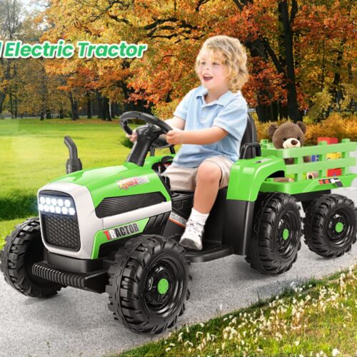 Load image into Gallery viewer, Electric Kids Ride On Tractor with Remote Control, LED Lights, and MP3 Player - 12V Battery Powered Toy
