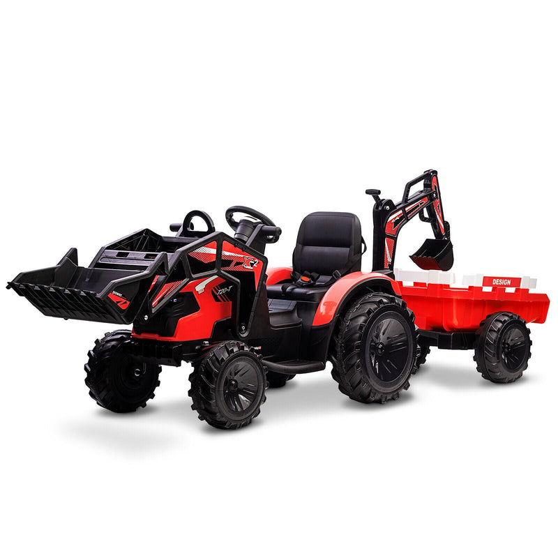 Load image into Gallery viewer, 12V Electric Ride On Tractor Toy with Remote Control, Trailer, and LED Light - Perfect Gift for Kids
