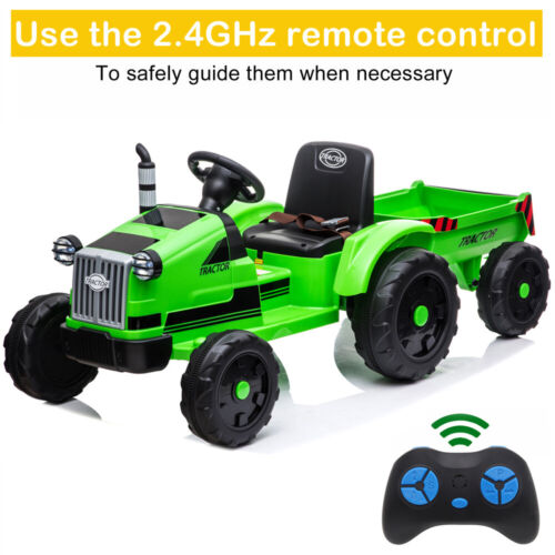 Load image into Gallery viewer, Electric Kids Ride-On Tractor with Trailer and Remote Control - 12V Battery-Powered
