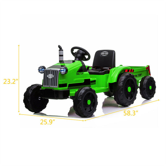 Electric Kids Ride-On Tractor with Trailer and Remote Control - 12V Battery-Powered