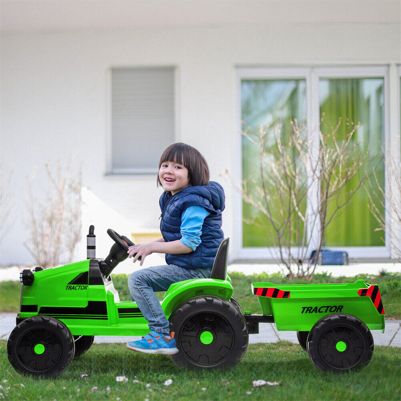 Load image into Gallery viewer, Electric Kids Ride-On Tractor with Trailer and Remote Control - 12V Battery-Powered
