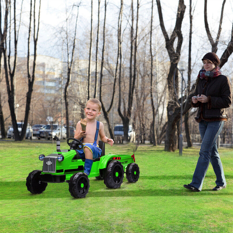 Load image into Gallery viewer, Electric Kids Ride-On Tractor with Trailer and Remote Control - 12V Battery-Powered
