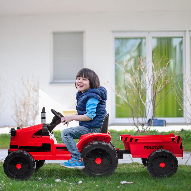 Load image into Gallery viewer, Electric Kids Ride-On Tractor with Trailer Toy - Perfect for Christmas Fun!
