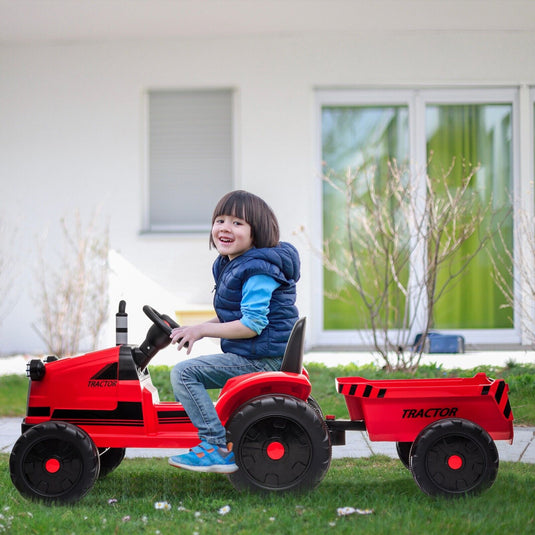 Electric Kids Ride-On Tractor with Trailer Toy - Perfect for Christmas Fun!