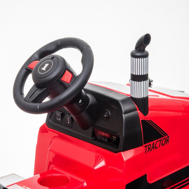 Load image into Gallery viewer, Electric Kids Ride-On Tractor with Trailer Toy - Perfect for Christmas Fun!
