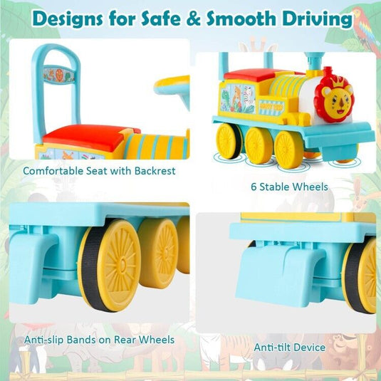 Electric Kids Ride On Train Set with Hidden Storage and 16-Piece Track