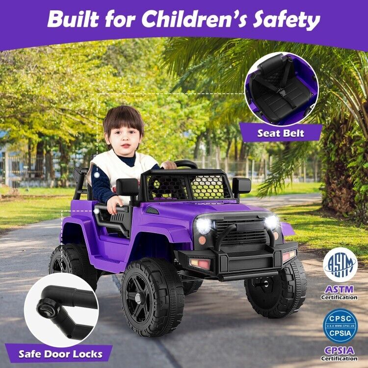 Load image into Gallery viewer, Electric Kids Ride On Truck Car with Remote Control and 3-Speeds - Purple with Headlights
