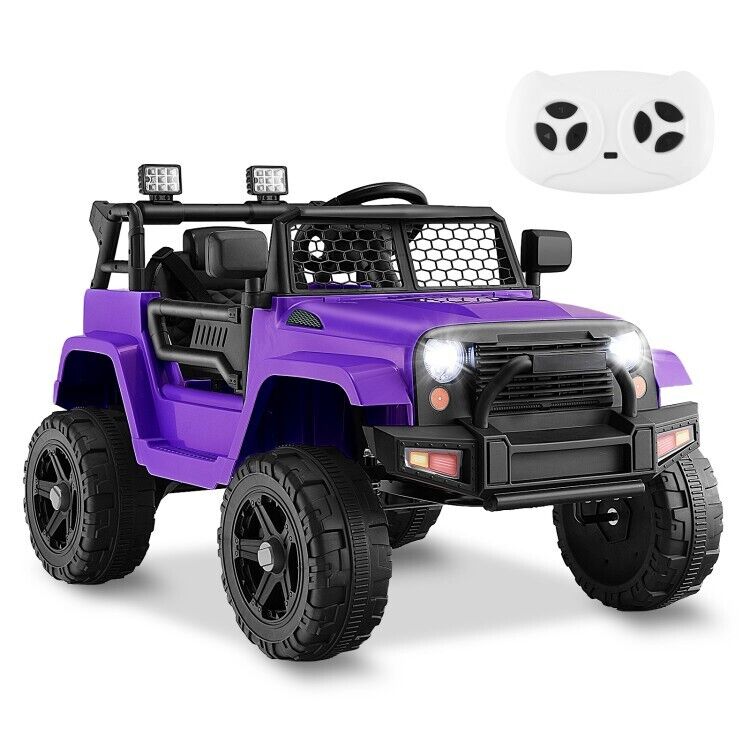Load image into Gallery viewer, Electric Kids Ride On Truck Car with Remote Control and 3-Speeds - Purple with Headlights

